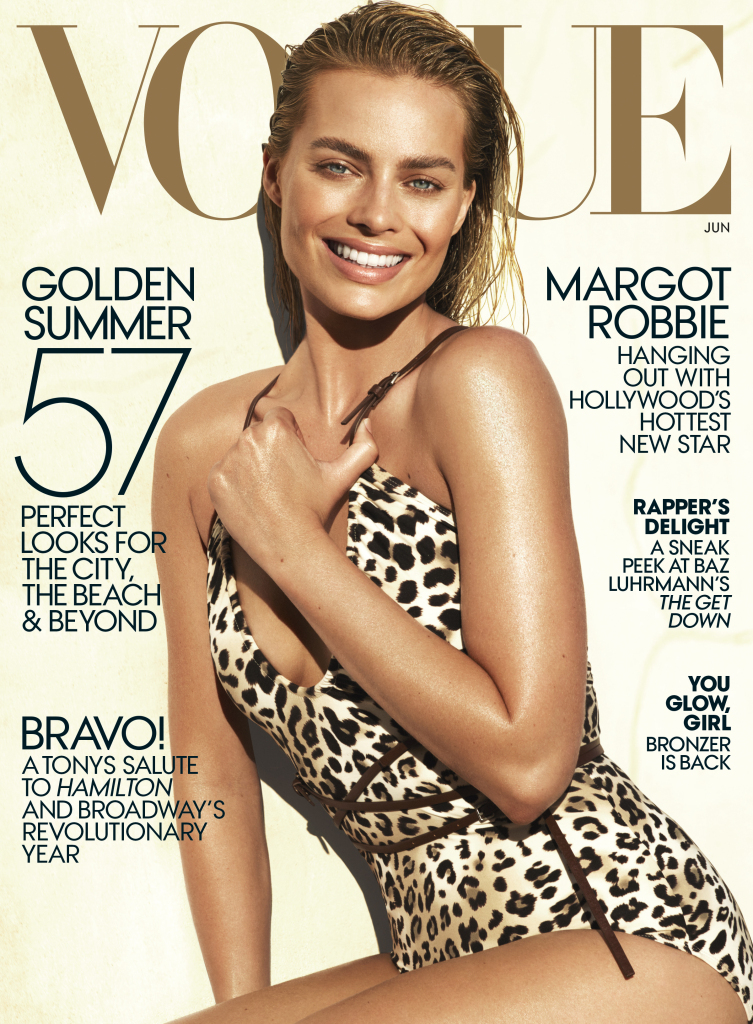 margot cover Amateur Tattoo Artist Margot Robbie Is a Bronzed Goddess on Vogues June Cover