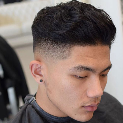 Thick Wavy Blow Back + High Fade