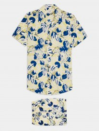 Topman Selected Homme - Combinaison chemise et short à imprimé jaune Tokyo