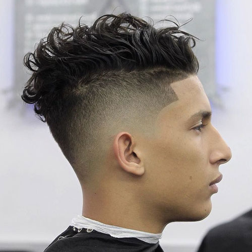 Side Party Wavy Hair + Fade Undercut + Line Up