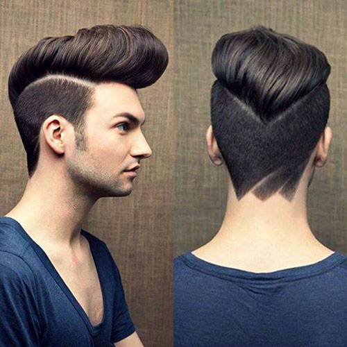 Pompadour moderne avec conicité et cheveux design