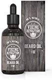 Revitalisant à l'huile pour barbe Viking Revolution - Toutes les huiles organiques non parfumées naturelles d'argan et de jojoba - adoucit, adoucit et renforce la croissance de la barbe - Traitement d'entretien pour la barbe et la moustache, 1 paquet