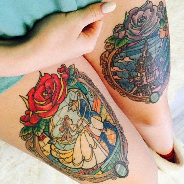 dessins de tatouage beauté et la bête