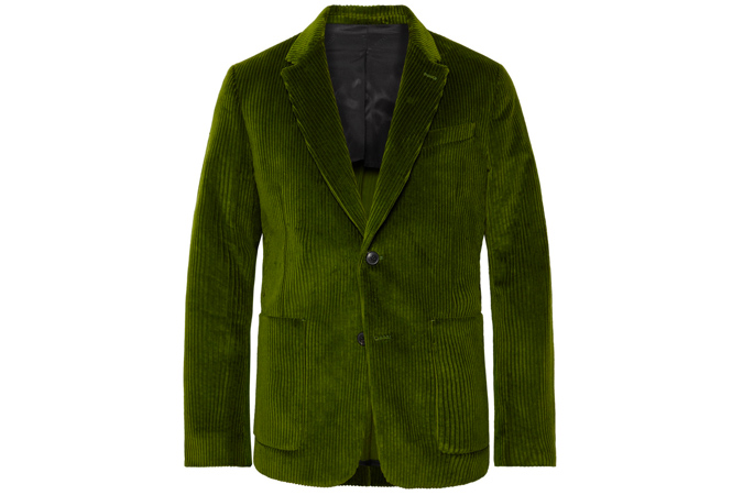 Veste de costume en velours de coton vert AMI