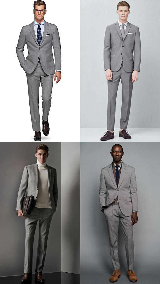 Lookbook Inspiration Costume uni gris à deux boutons pour homme