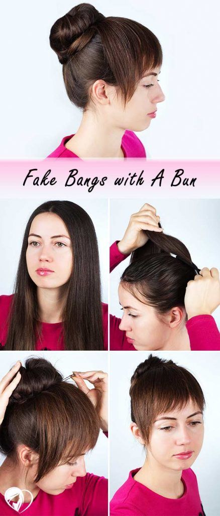 Fake Bangs With A Bun Method #fakebangs #bangs