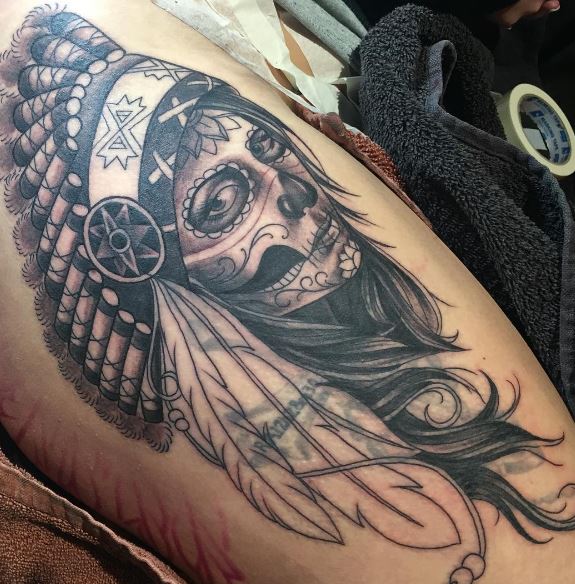 Jour des morts tatouage sur le bras 40
