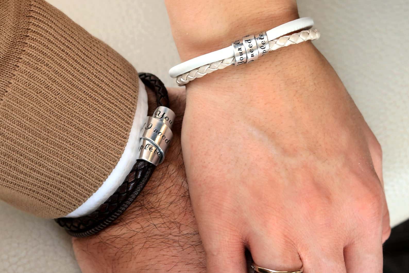 Bracelets couples personnalisés en cuir