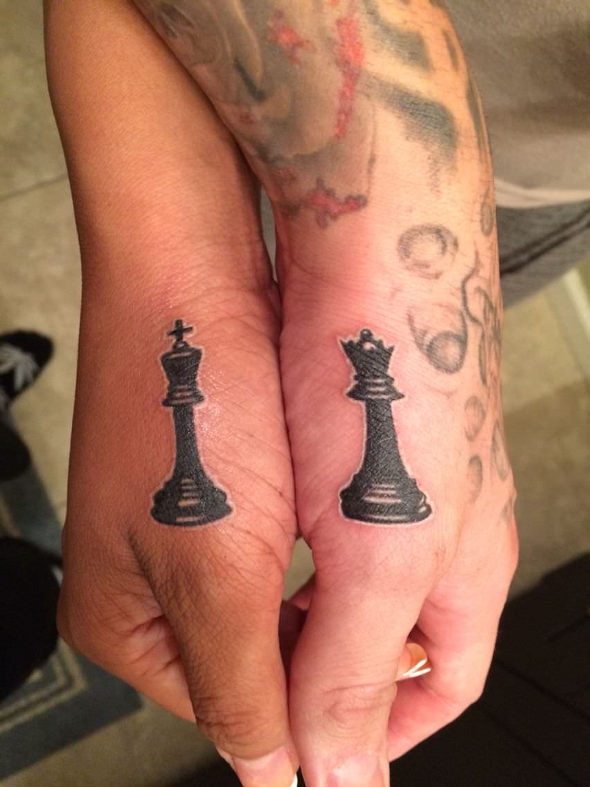 Tatouage roi et reine des échecs