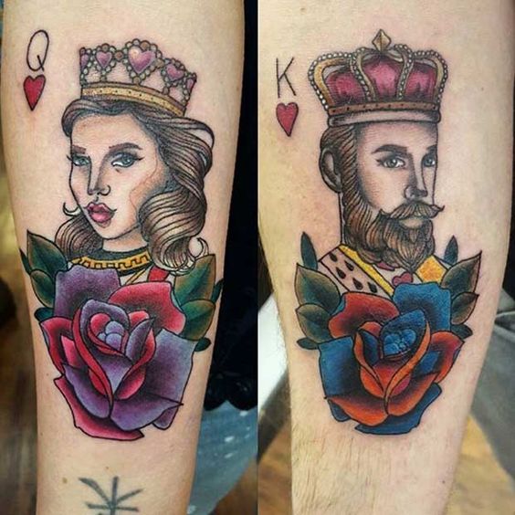 Dessin animé roi et reine tatouage