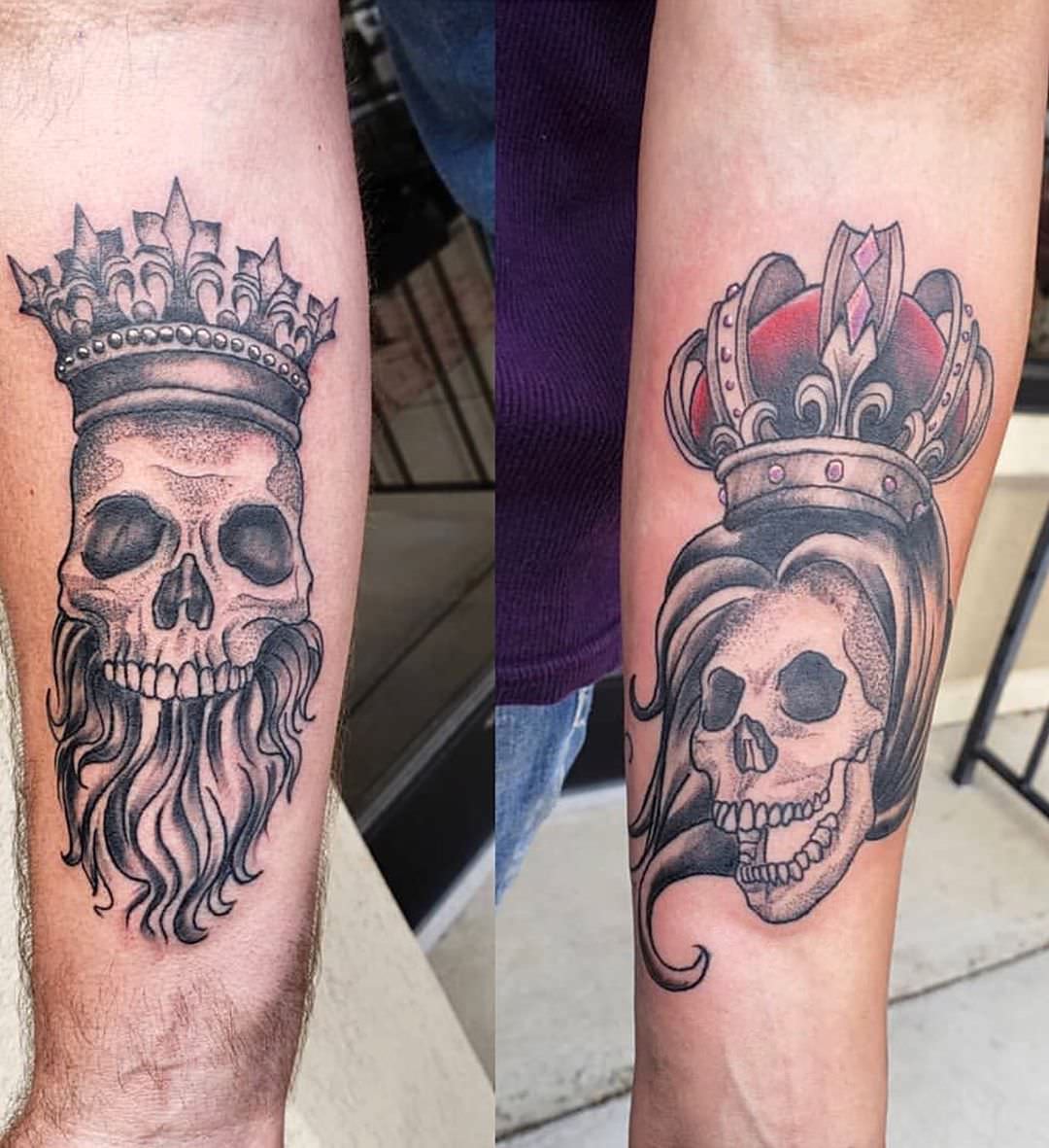 Crâne roi et reine tatouage