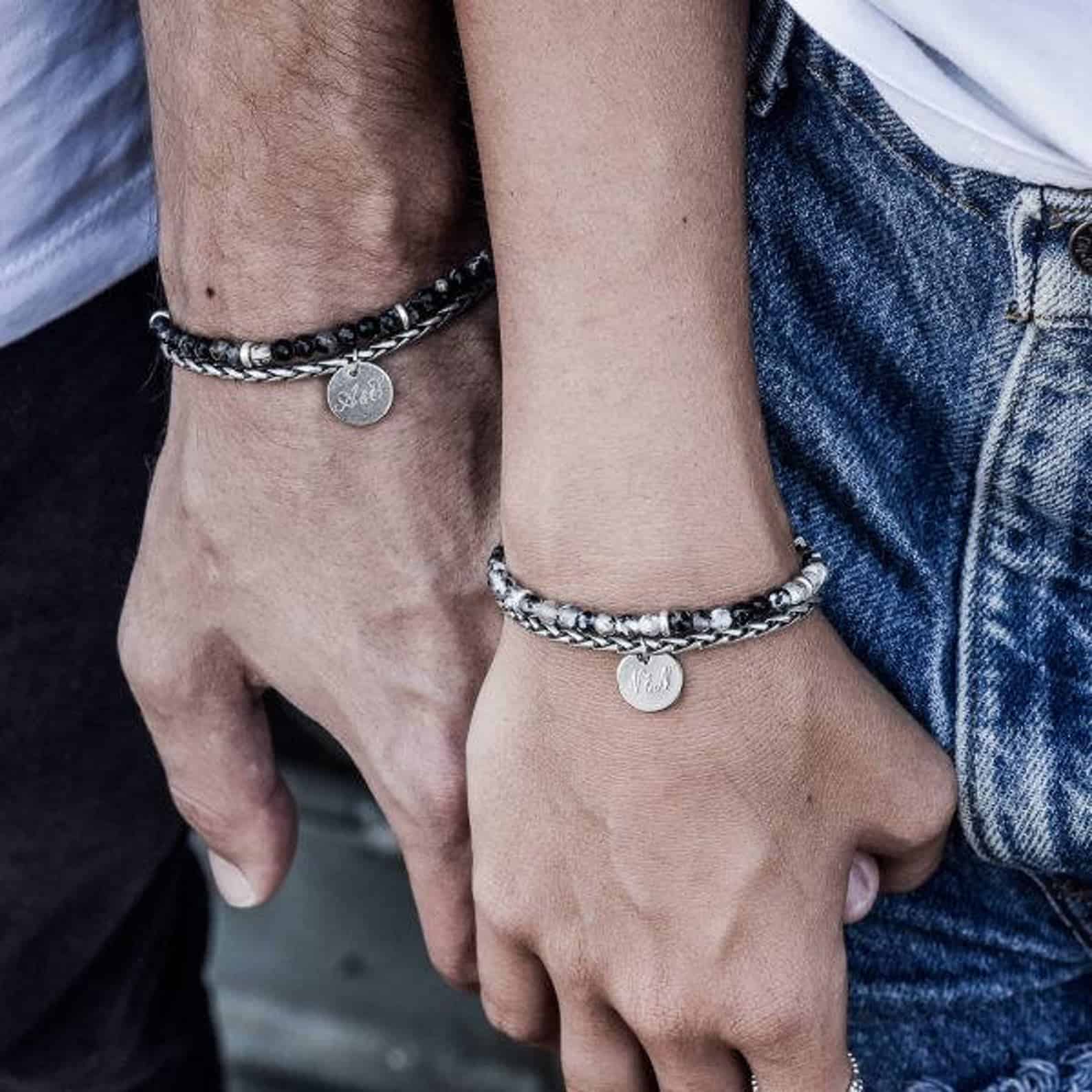 Bracelets couples personnalisés pour elle et lui