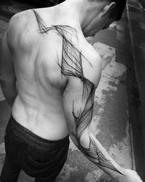 Tatouage de motif de lignes de croquis