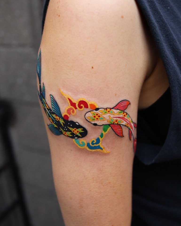 tatouages ​​de poissons koi