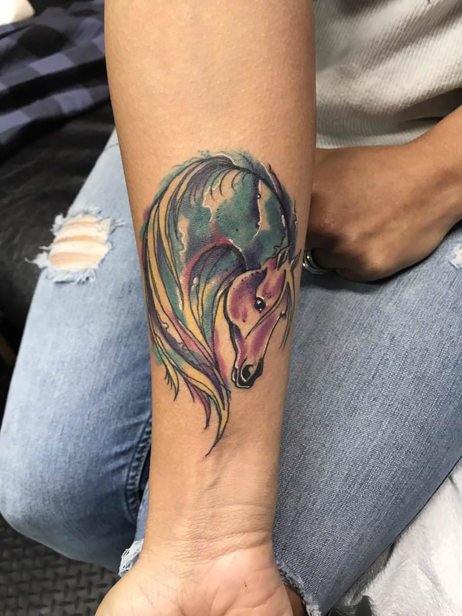 Watercolor Horse Tattoo