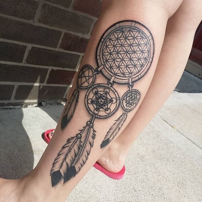 Dream catcher Calf Tattoo