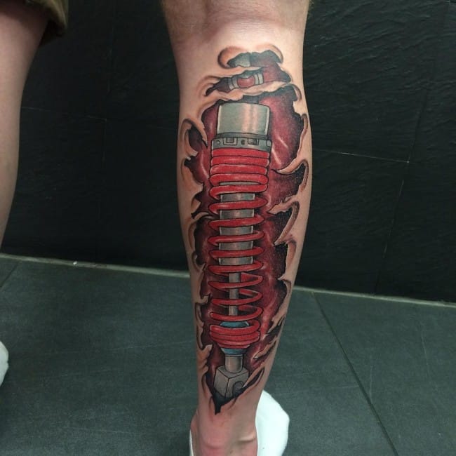 3D Mechanical Calf Tattoo