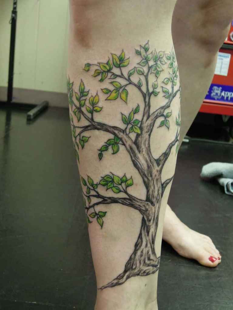 Rooted Tree Calf Tattoo