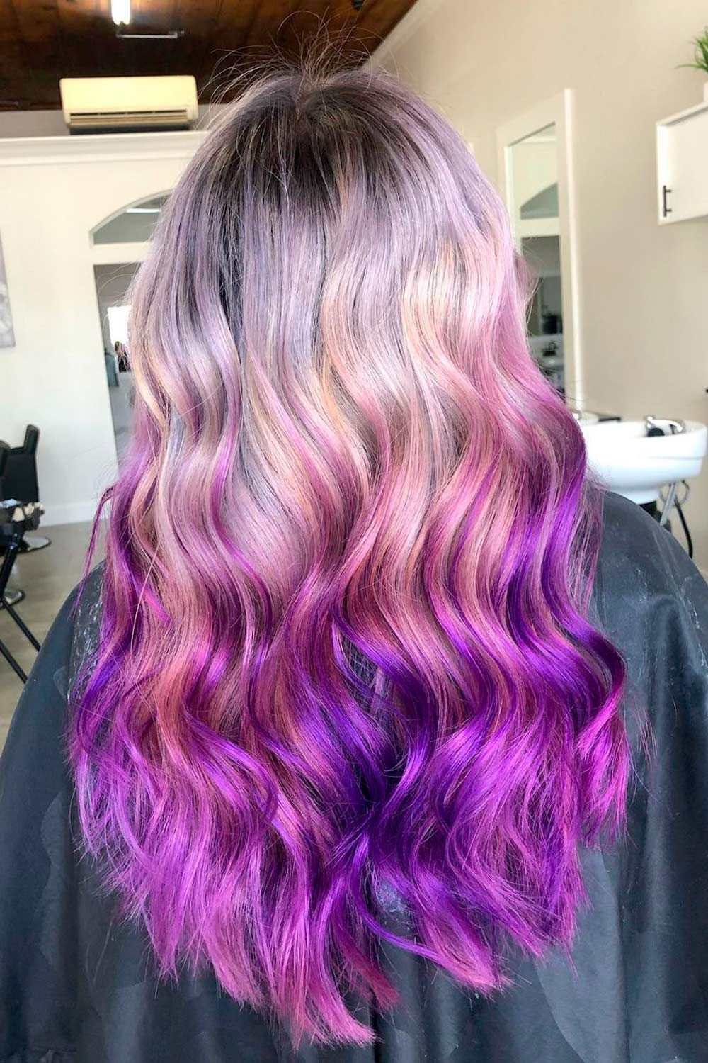 Ombre violette inversée, ombre violette inversée, cheveux ombre violet