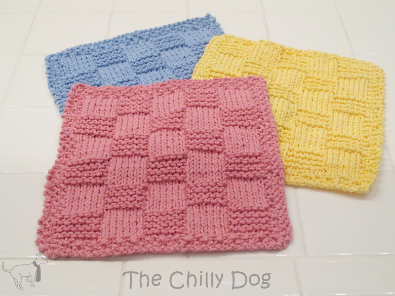 Checkered knit washcloth set